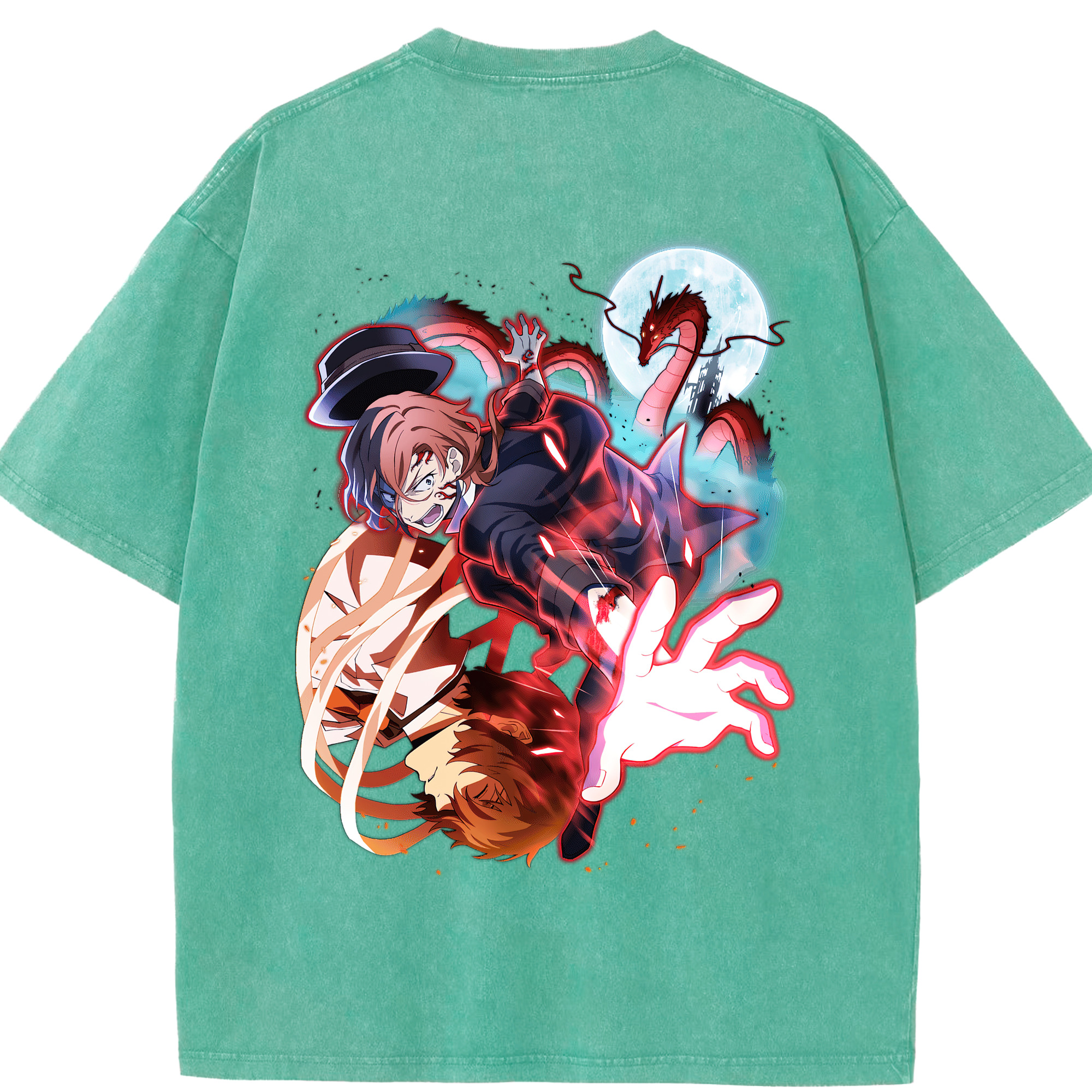 （画像用） 文豪ストレイドッグス Bungo Stray Dogs 綿100% ヴィンテージ風 半袖Tシャツ（背面プリント）